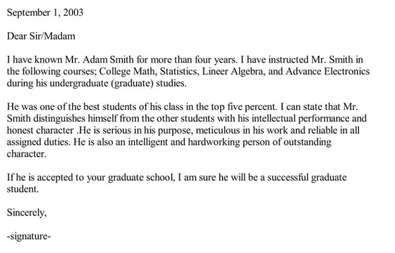 Reference Letter Sample For Employment